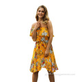 Lady Floral Dress Woman Beach Dress Sexy One Shoulder Holiday Dress Factory